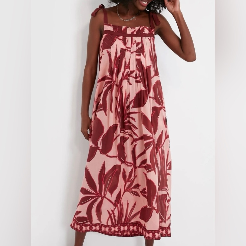 Sangria Palm Tie Shoulder Caftan - Picture 1 of 10